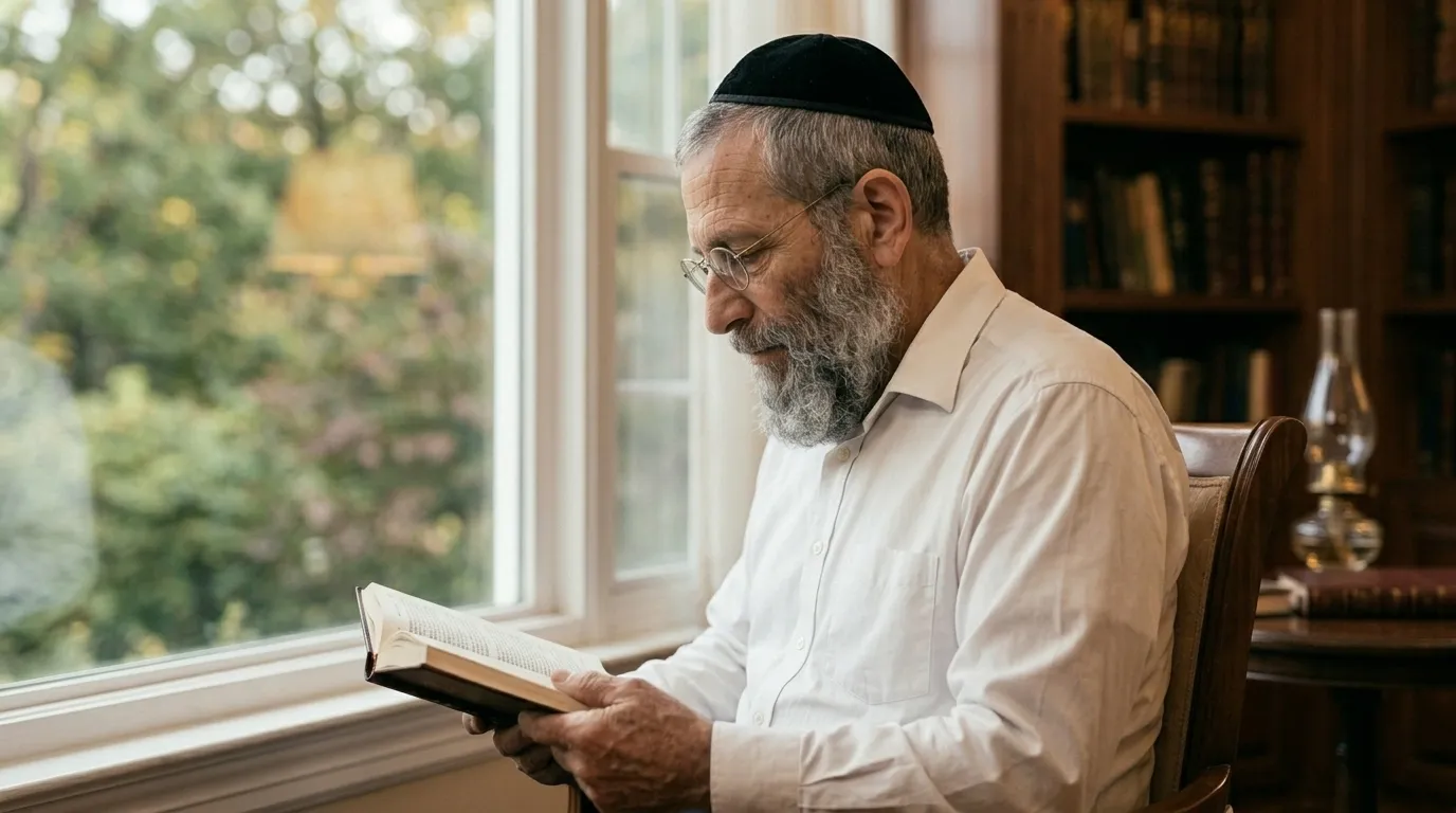 Isaac Benaor leyendo junto a una ventana.